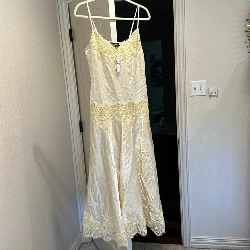 Jcrew Collection lace-trim slip dress in textured satin